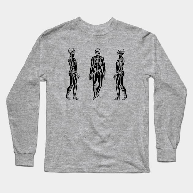 Side View Skeleton - Vintage Anatomy Long Sleeve T-Shirt by Vintage Anatomy Prints